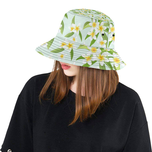 Yellow Plumeria Pattern Print Design PM024 Unisex Bucket Hat
