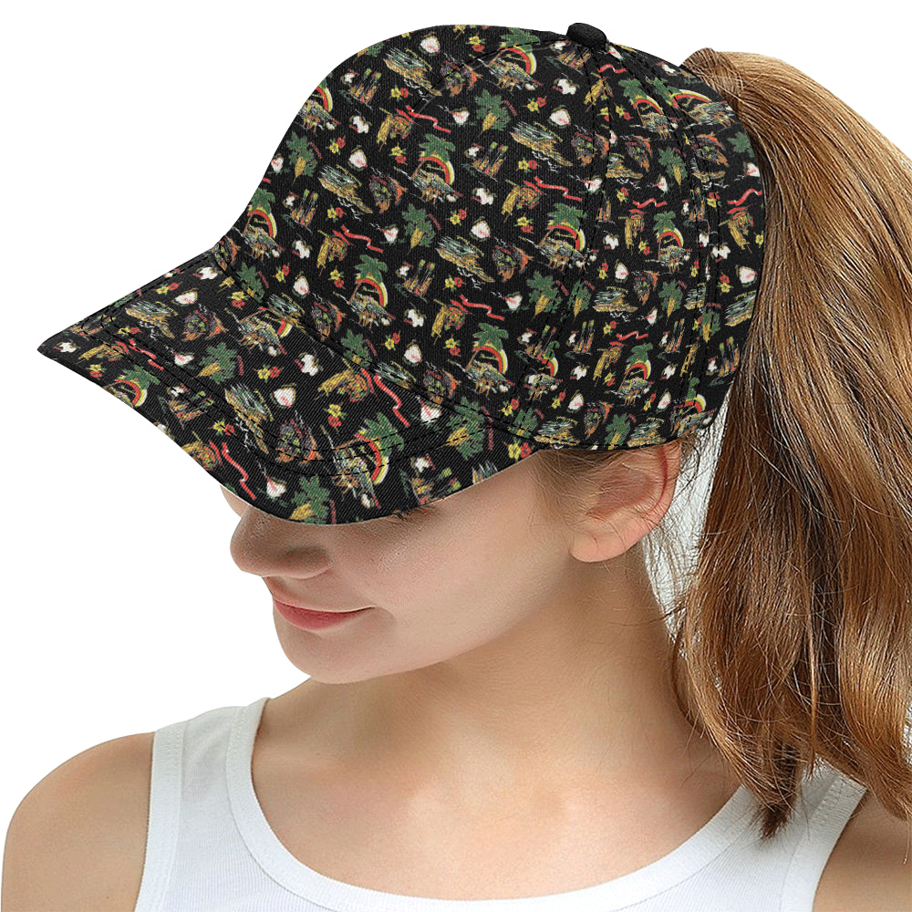 Hawaiian Island Themed Print Snapback Cap