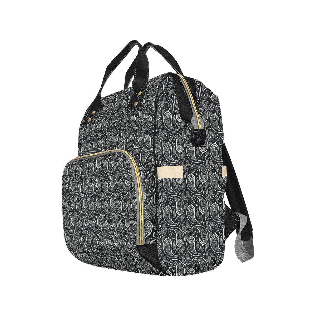 Paisley Black Design Print Diaper Bag Backpack