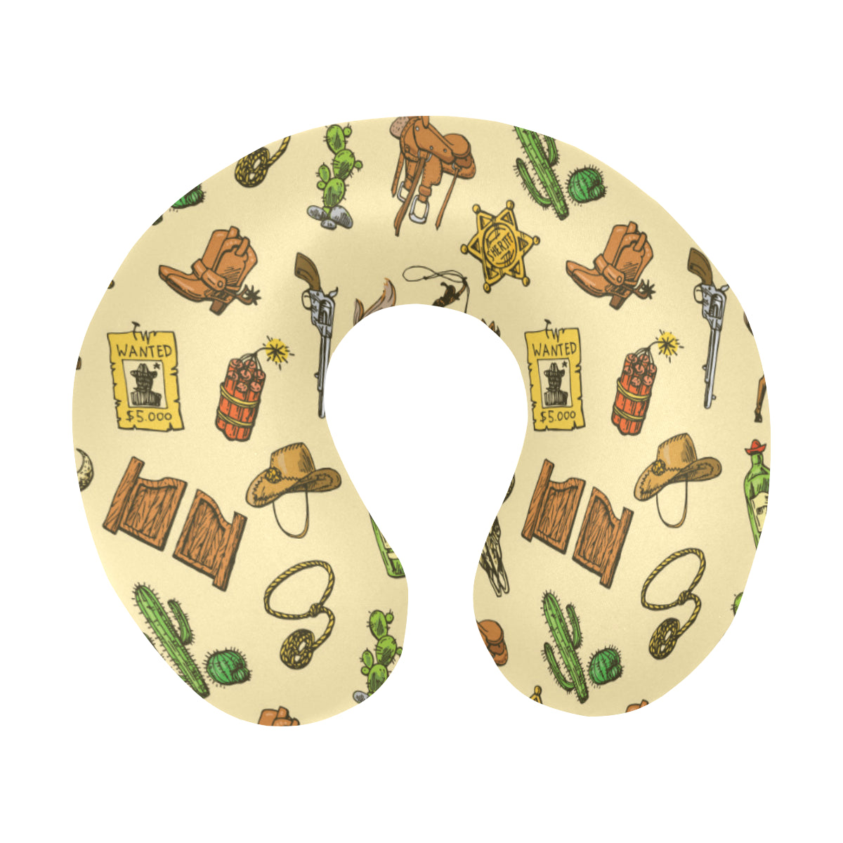 Cowboy Pattern Print Design 04 U-Shaped Travel Neck Pillow