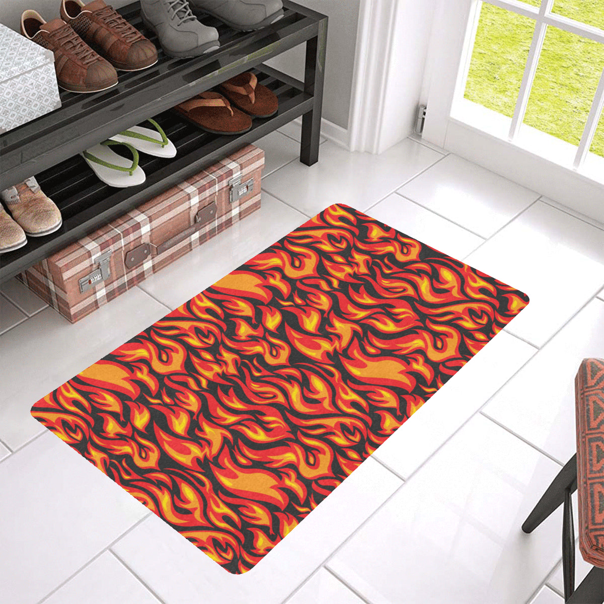 Flame Fire Print Pattern Rubber Doormat