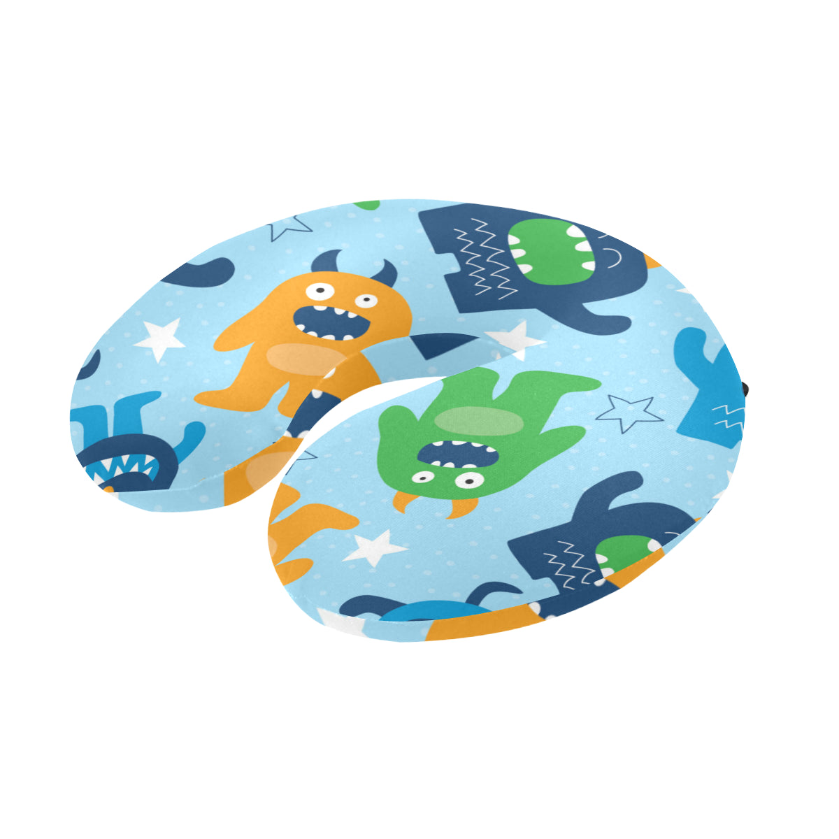 Monster Cartoon Pattern Print Design 04 U-Shaped Travel Neck Pillow