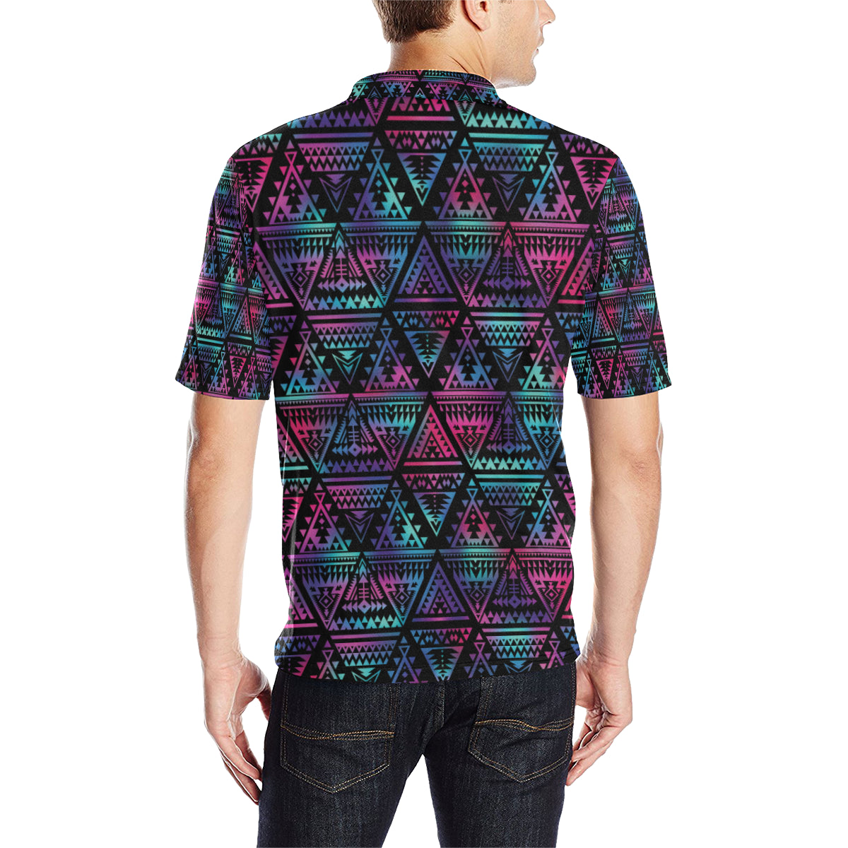 Tribal aztec Dark Multicolor Men Polo Shirt