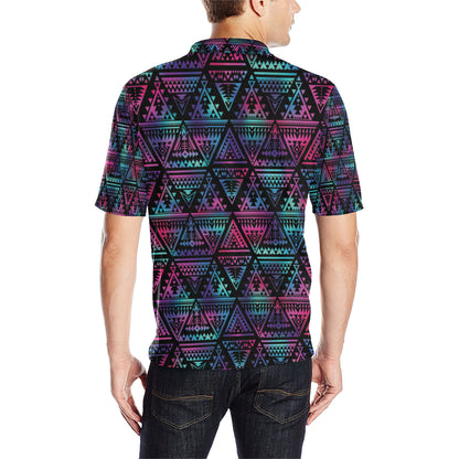 Tribal aztec Dark Multicolor Men Polo Shirt