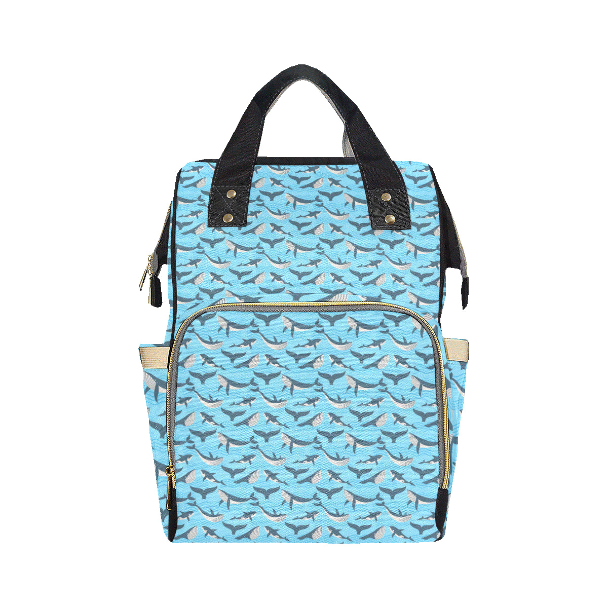 Whale Pattern Design Themed Print Diaper Bag Backpack