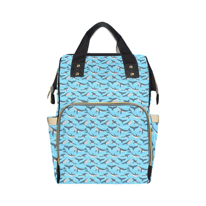 Whale Pattern Design Themed Print Diaper Bag Backpack