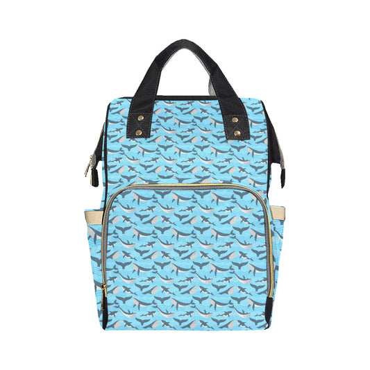 Whale Pattern Design Themed Print Diaper Bag Backpack