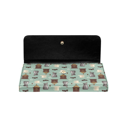 Coffee Pattern Print Design 04 Women's Trifold Wallet