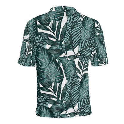 Tropical Palm Leaves Pattern Men Polo Shirt