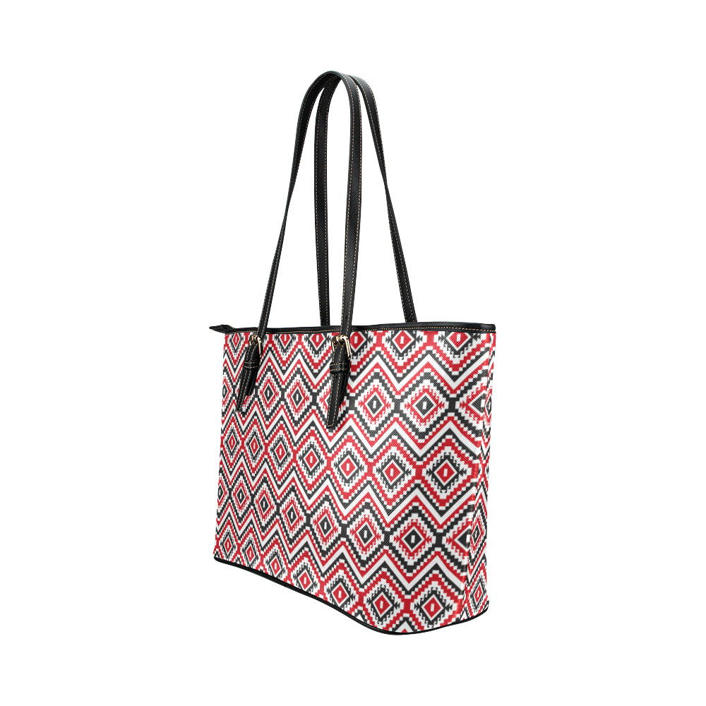 Native American Themed Tribal Print Leather Tote Bag