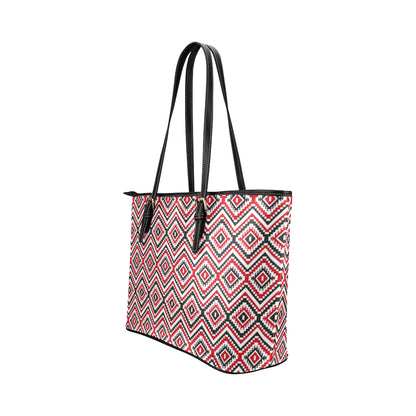 Native American Themed Tribal Print Leather Tote Bag