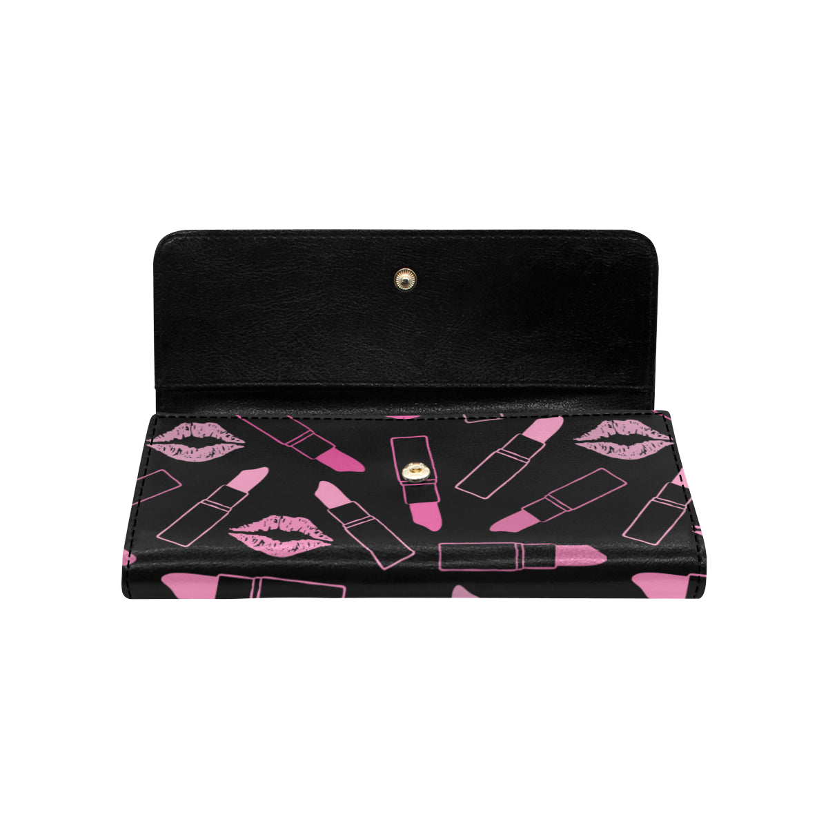 Lipstick Pink Pattern Print Design 01 Women's Trifold Wallet