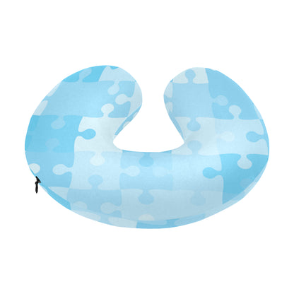 Puzzle Blue Pattern Print Design A04 U-Shaped Travel Neck Pillow
