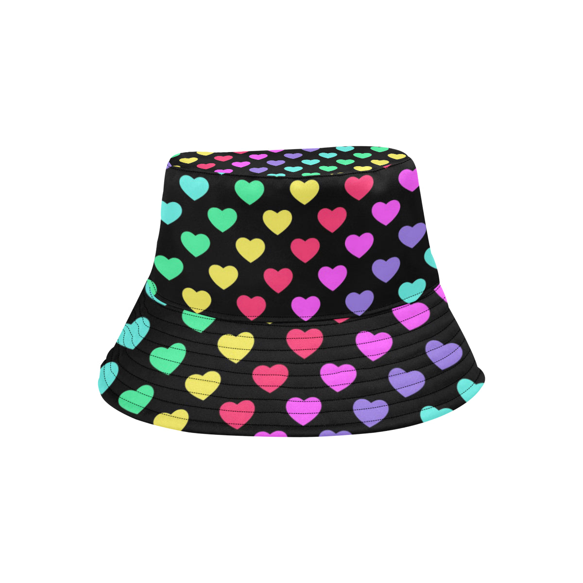 Heart Rainbow Pattern Print Design HE02 Unisex Bucket Hat