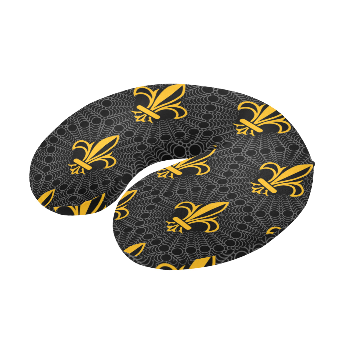 Fleur De Lis Gold Pattern Print Design 01 U-Shaped Travel Neck Pillow