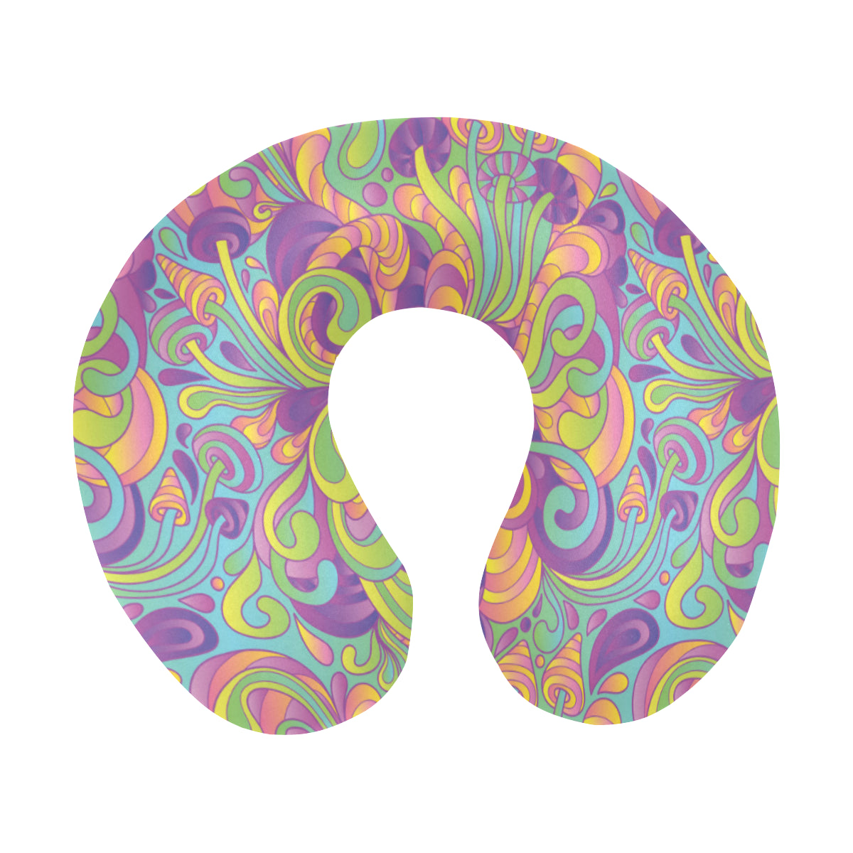Psychedelic Mushroom Pattern Print Design A05 U-Shaped Travel Neck Pillow