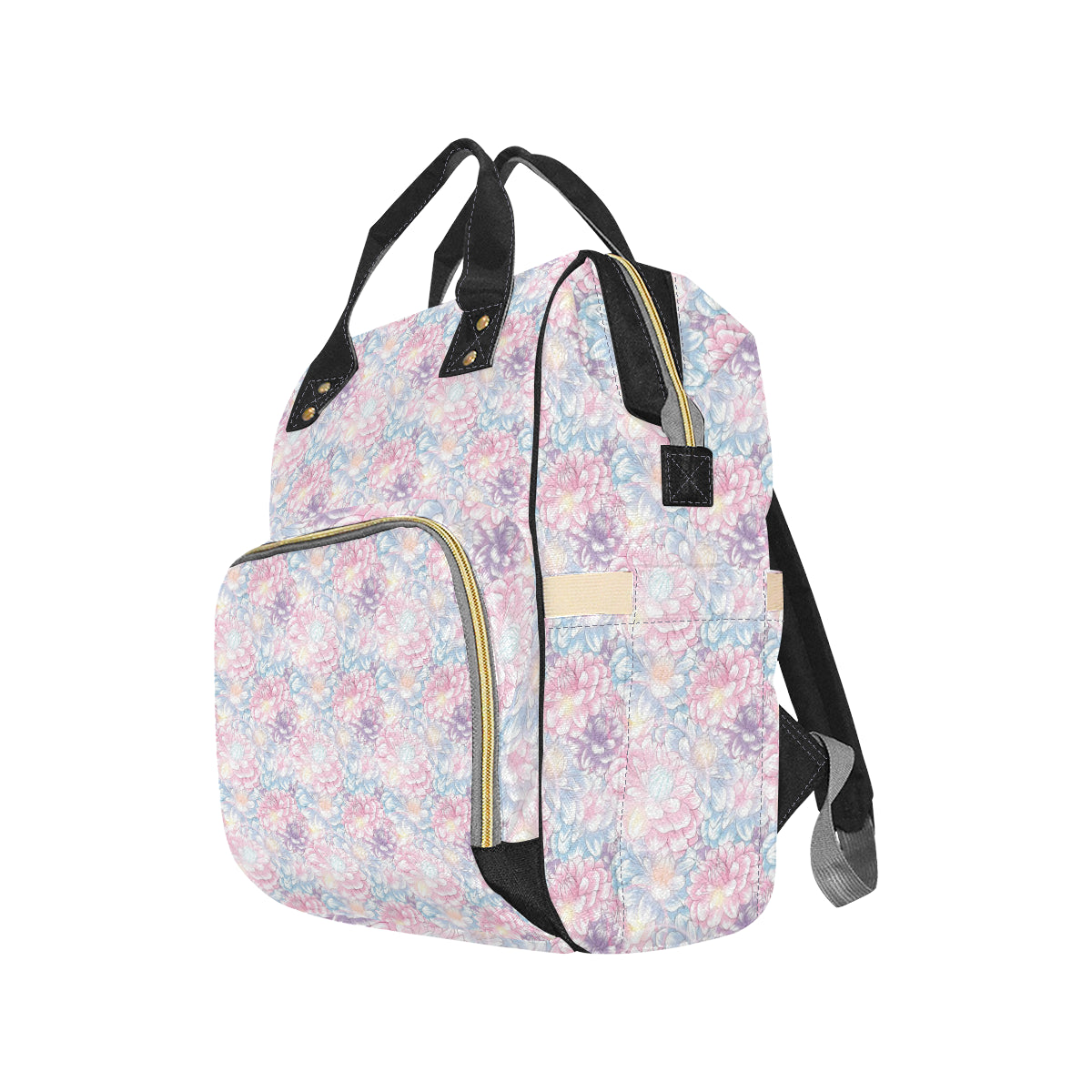Dahlia Pattern Print Design 01 Diaper Bag Backpack