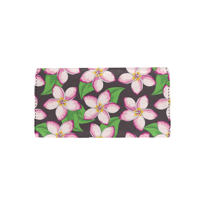Pink Plumeria Pattern Print Design PM019 Women's Trifold Wallet