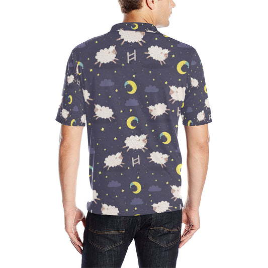 Sheep Night Pattern Print Design 02 Men Polo Shirt