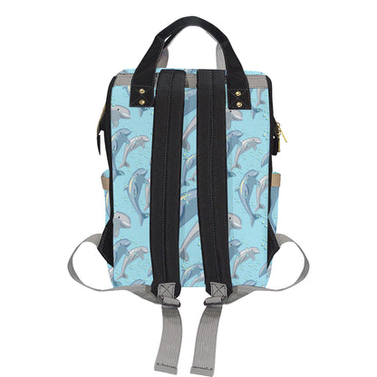 Dolphin Print Pattern Diaper Bag Backpack