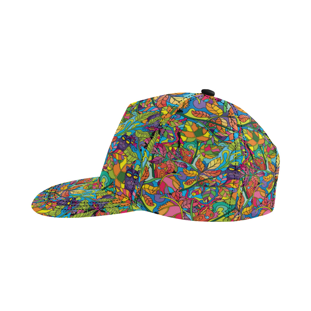 Psychedelic Trippy Flower Print Snapback Cap