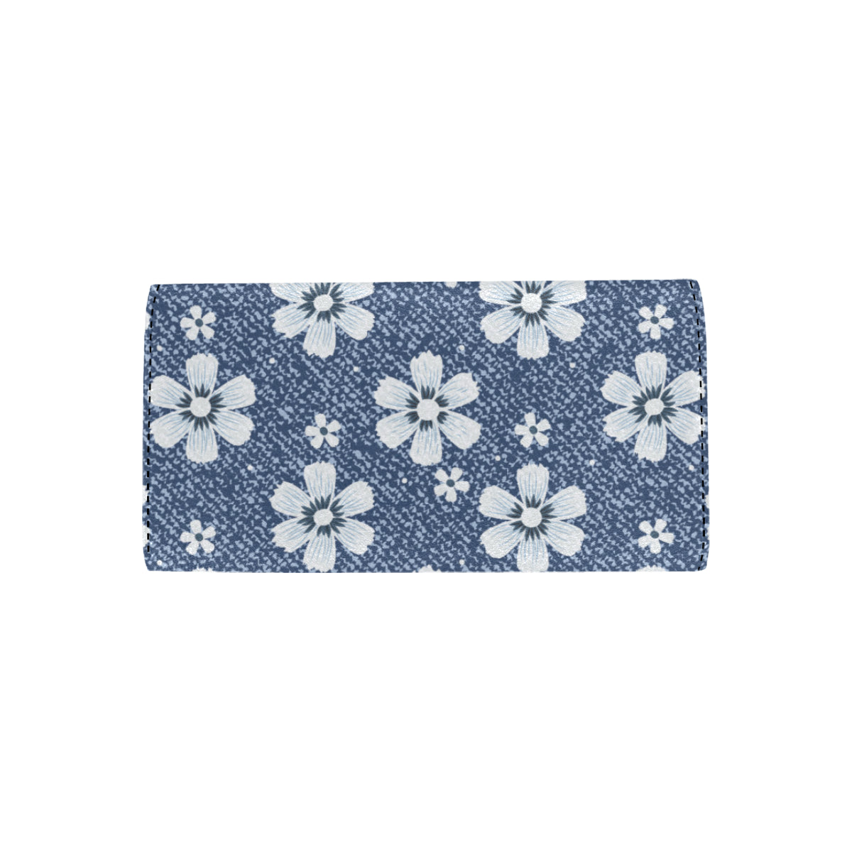 Jean Flower Pattern Print Design 03 Women's Trifold Wallet