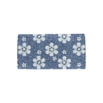 Jean Flower Pattern Print Design 03 Women's Trifold Wallet