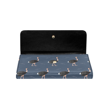 Ostrich Pattern Print Design 04 Women's Trifold Wallet