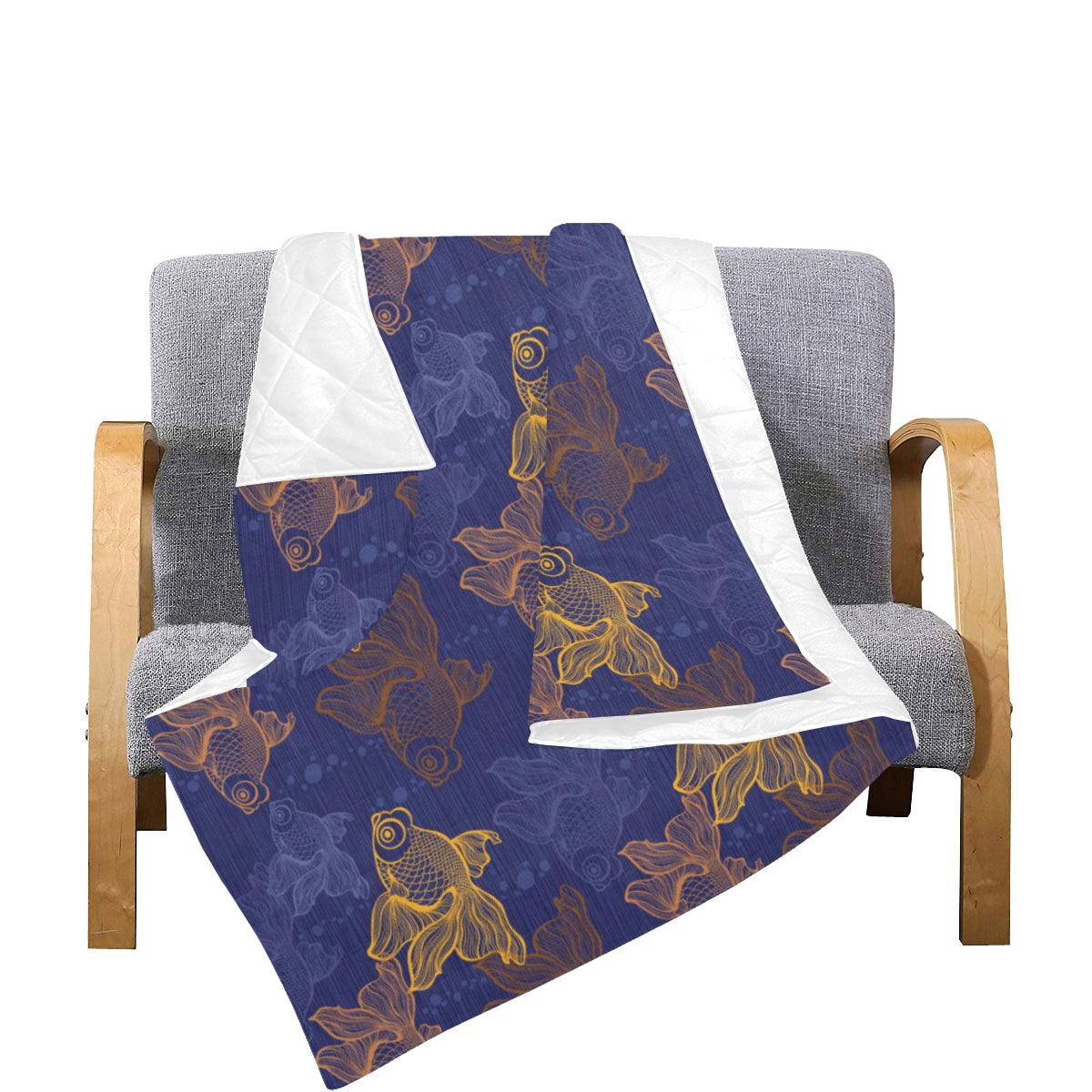Goldfish Pattern Print Design 01 Premium Quilt