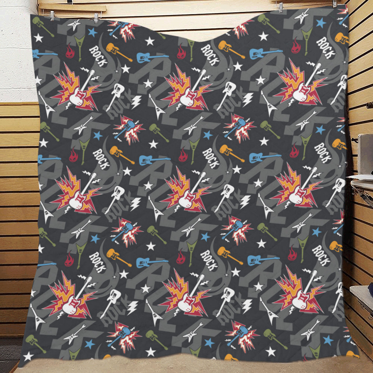 Rock and Roll Pattern Print Design A01 Premium Quilt