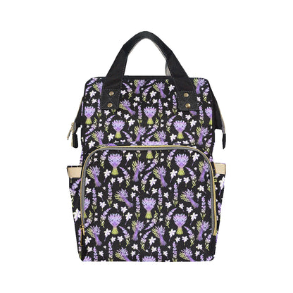 Lavender Pattern Print Design LV04 Diaper Bag Backpack