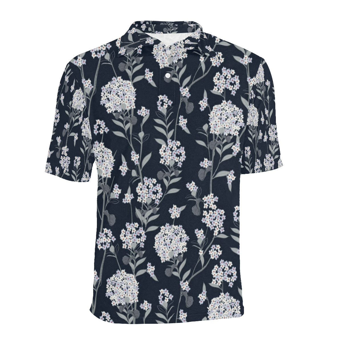 Hydrangea Pattern Print Design HD07 Men Polo Shirt