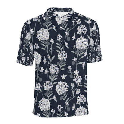 Hydrangea Pattern Print Design HD07 Men Polo Shirt