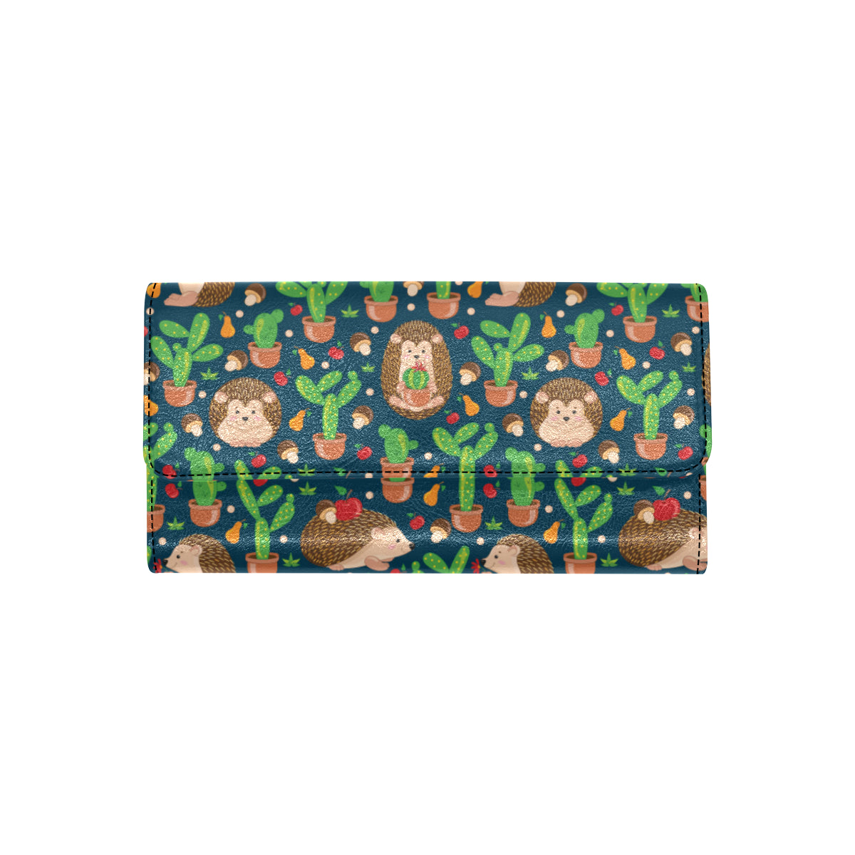 Hedgehog Cactus Pattern Print Design 04 Women's Trifold Wallet