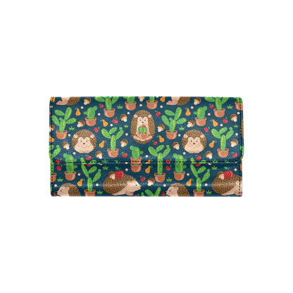 Hedgehog Cactus Pattern Print Design 04 Women's Trifold Wallet
