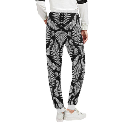 Fern Leave Black White Print Pattern Unisex Sweatpants