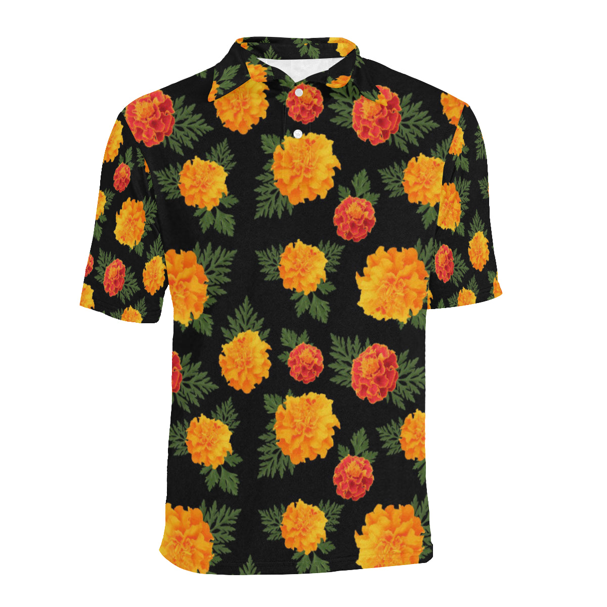 Marigold Pattern Print Design MR05 Men Polo Shirt