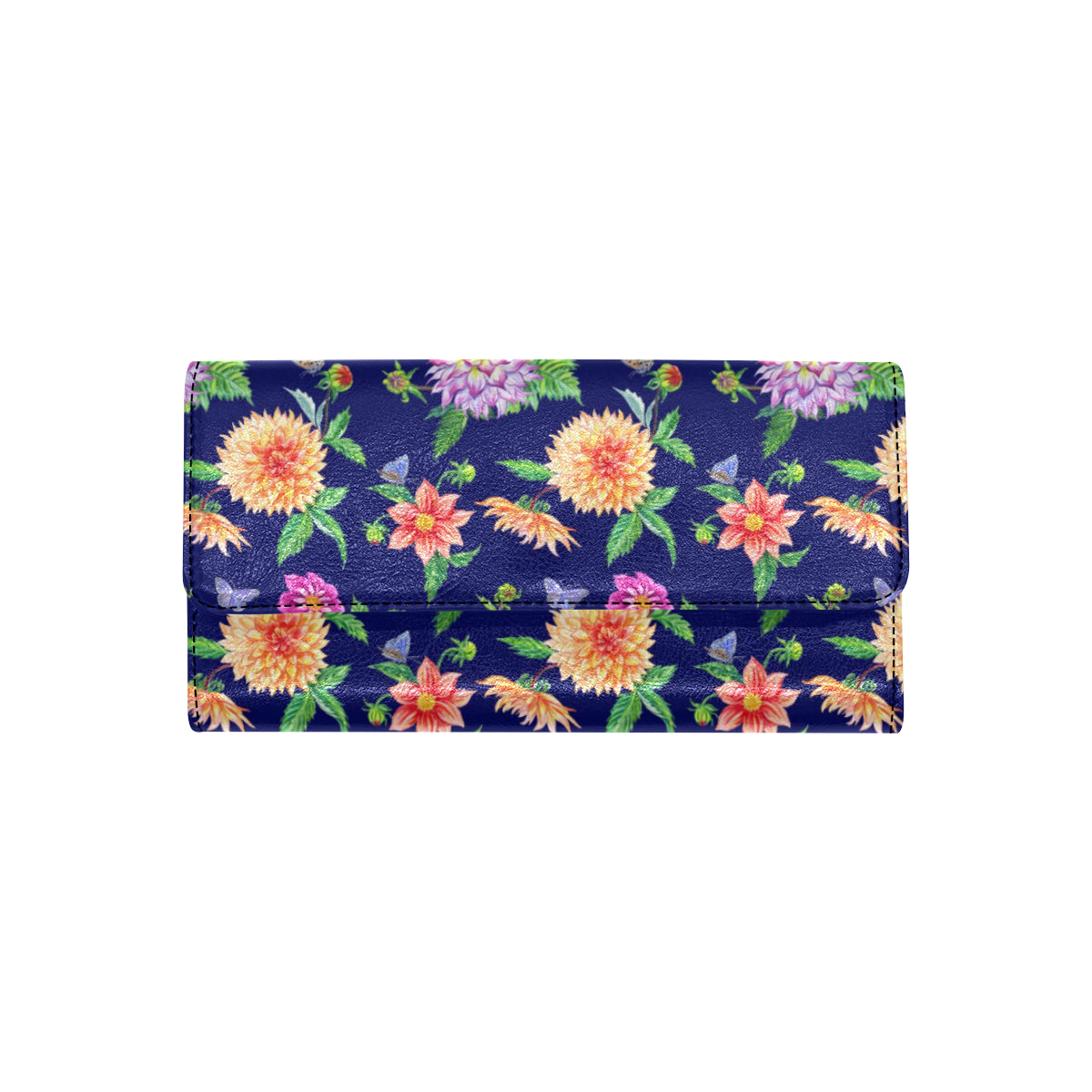 Dahlia Pattern Print Design DH010 Women's Trifold Wallet