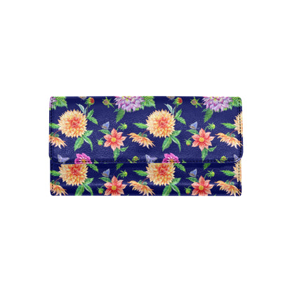 Dahlia Pattern Print Design DH010 Women's Trifold Wallet