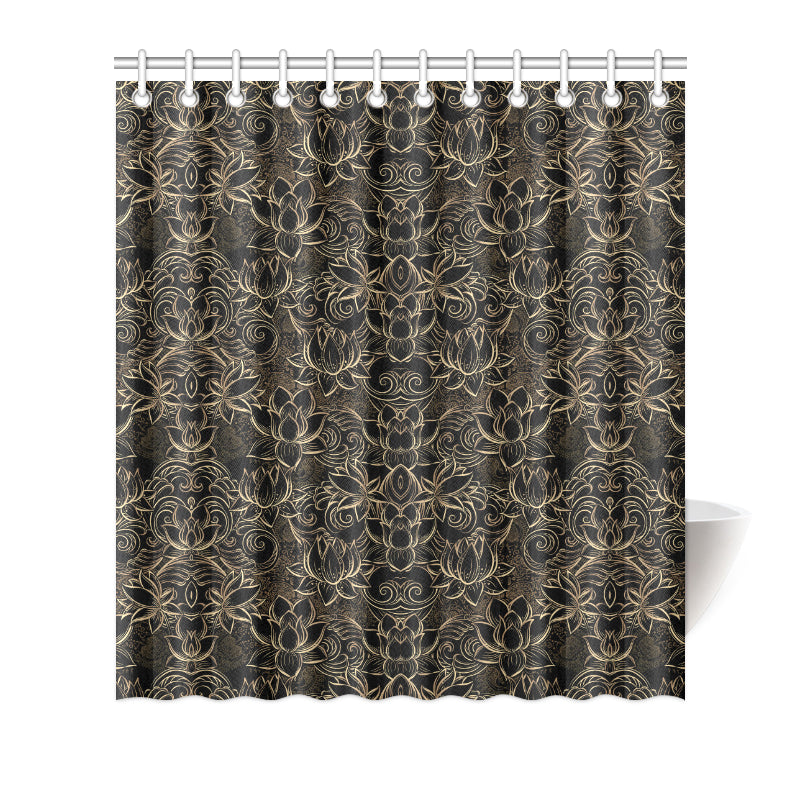 Lotus Gold Mandala Design Themed Shower Curtain
