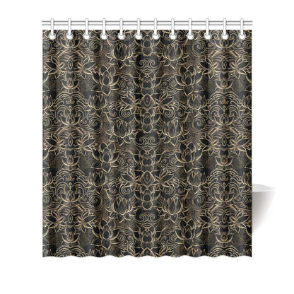 Lotus Gold Mandala Design Themed Shower Curtain