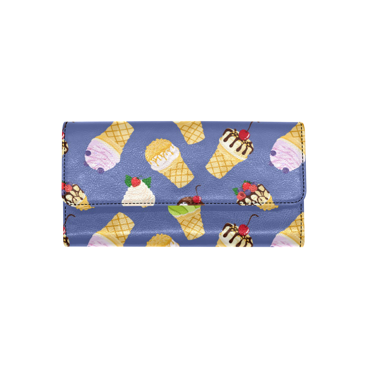 Ice Cream Pattern Print Design IC03 Women's Trifold Wallet