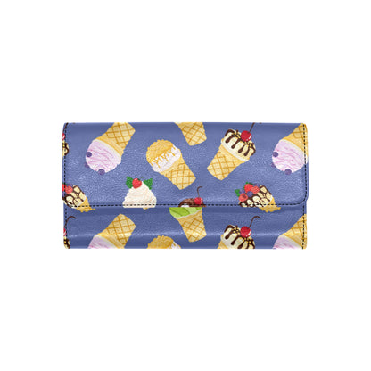 Ice Cream Pattern Print Design IC03 Women's Trifold Wallet