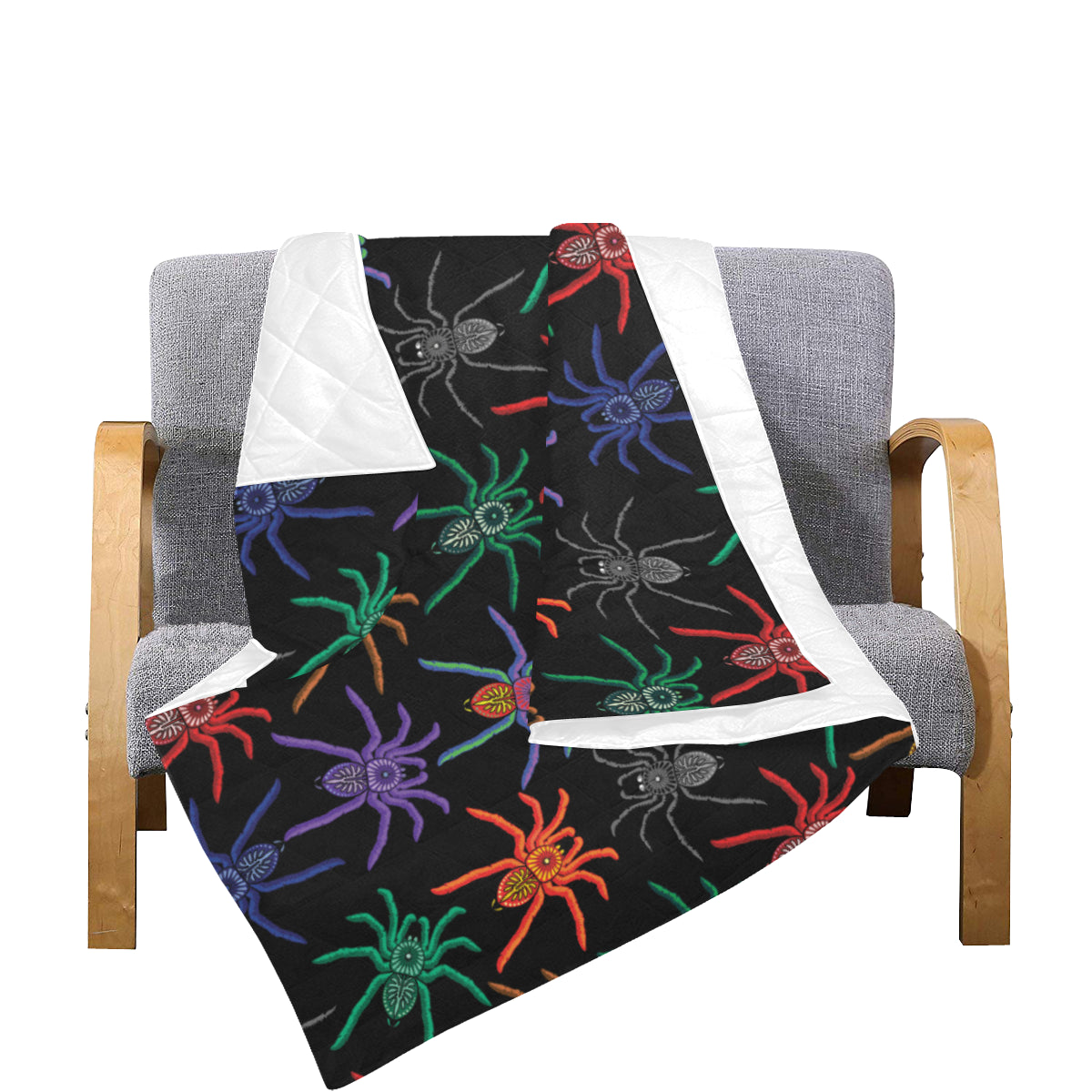Tarantula Neon Color Pattern Print Design 03 Premium Quilt