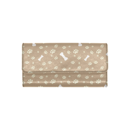 Dog Bone Paw Pattern Print Design 01 Women's Trifold Wallet