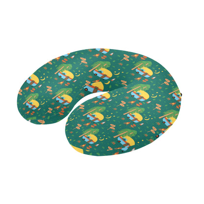 Camping Camper Pattern Print Design 06 U-Shaped Travel Neck Pillow