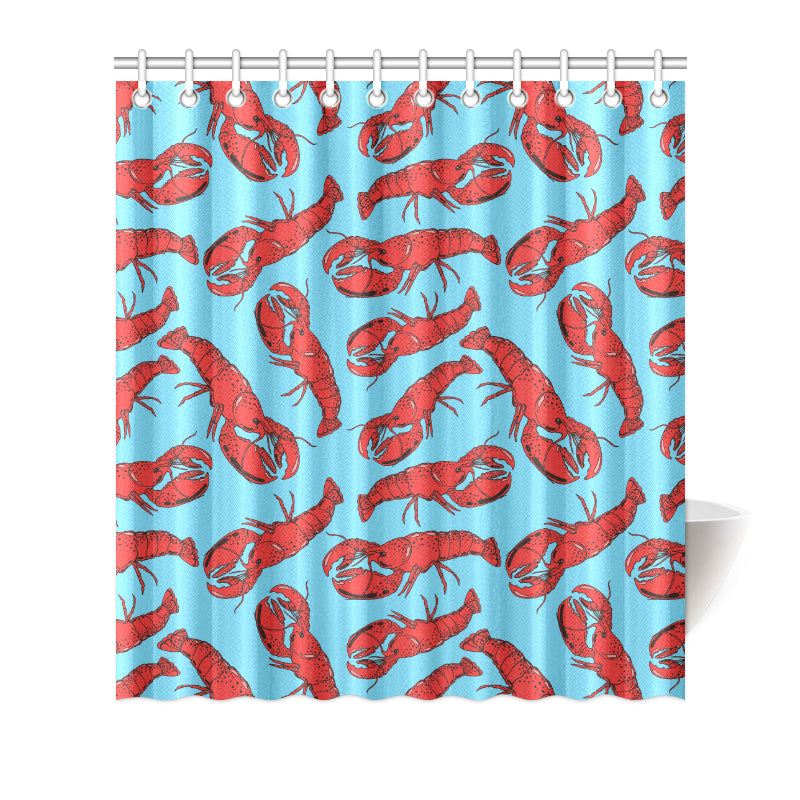 Lobster Red Pattern Print Design 03 Shower Curtain
