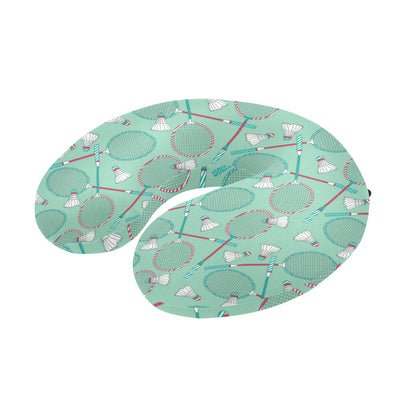Badminton Pattern Print Design 05 U-Shaped Travel Neck Pillow