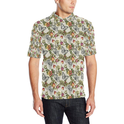 Butterfly Flower Pattern Print Design 06 Men Polo Shirt