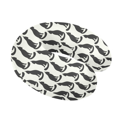 Black Cat Pattern Print Design 02 U-Shaped Travel Neck Pillow